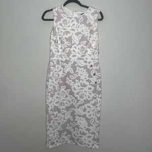 *Kate & Lilly: White/Nude Career Floral Dress with Netting